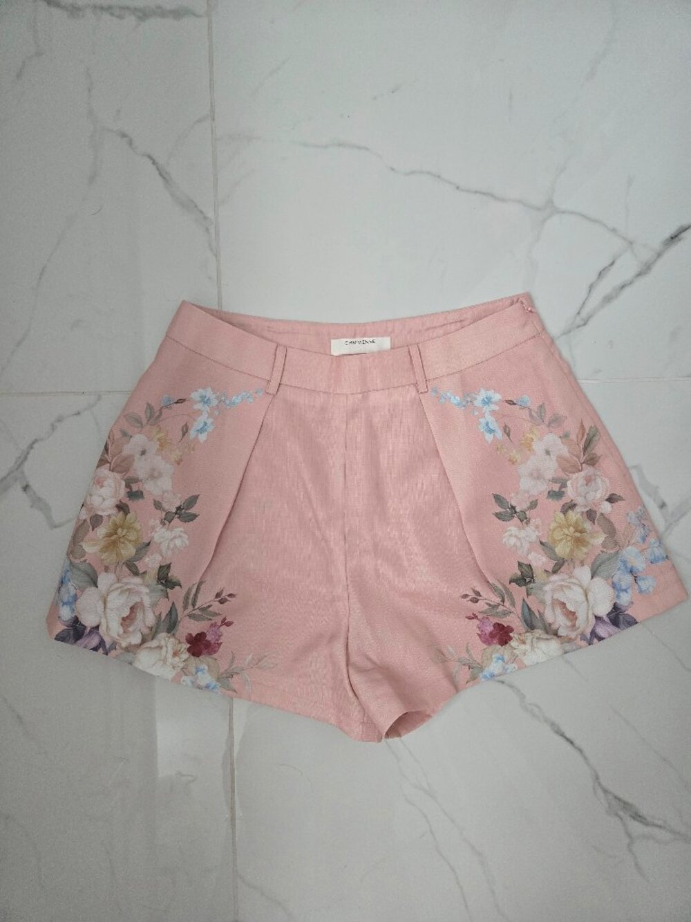 Floral Printed Belted Mid-Waist Shorts-Commense L